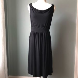 Black Draped Neck Jersey Dress